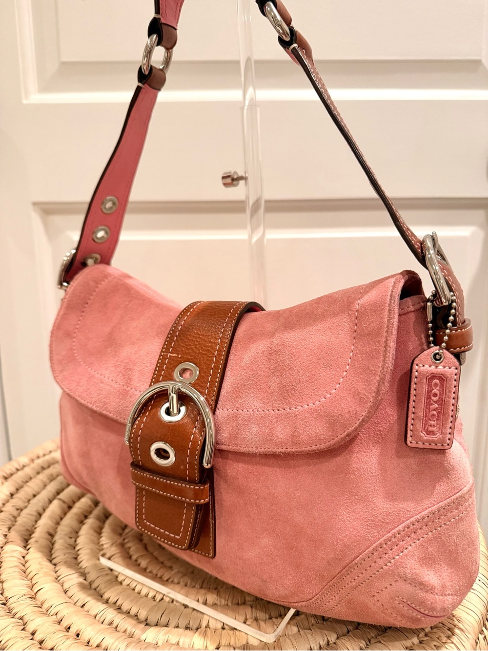 Rare Vintage Coach Soho Pink Suede Flap Bag Y2K Shoulder Bag 🌷